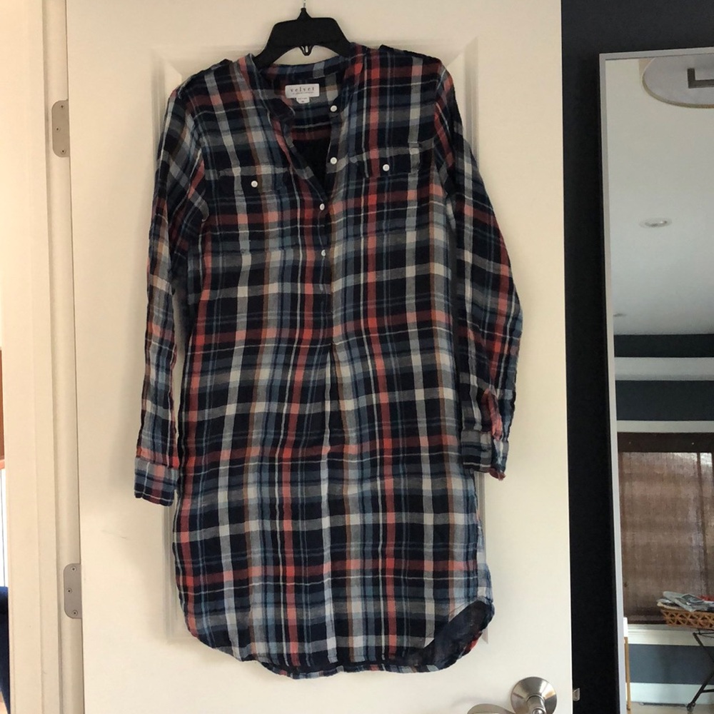 Velvet fall plaid dress size XS